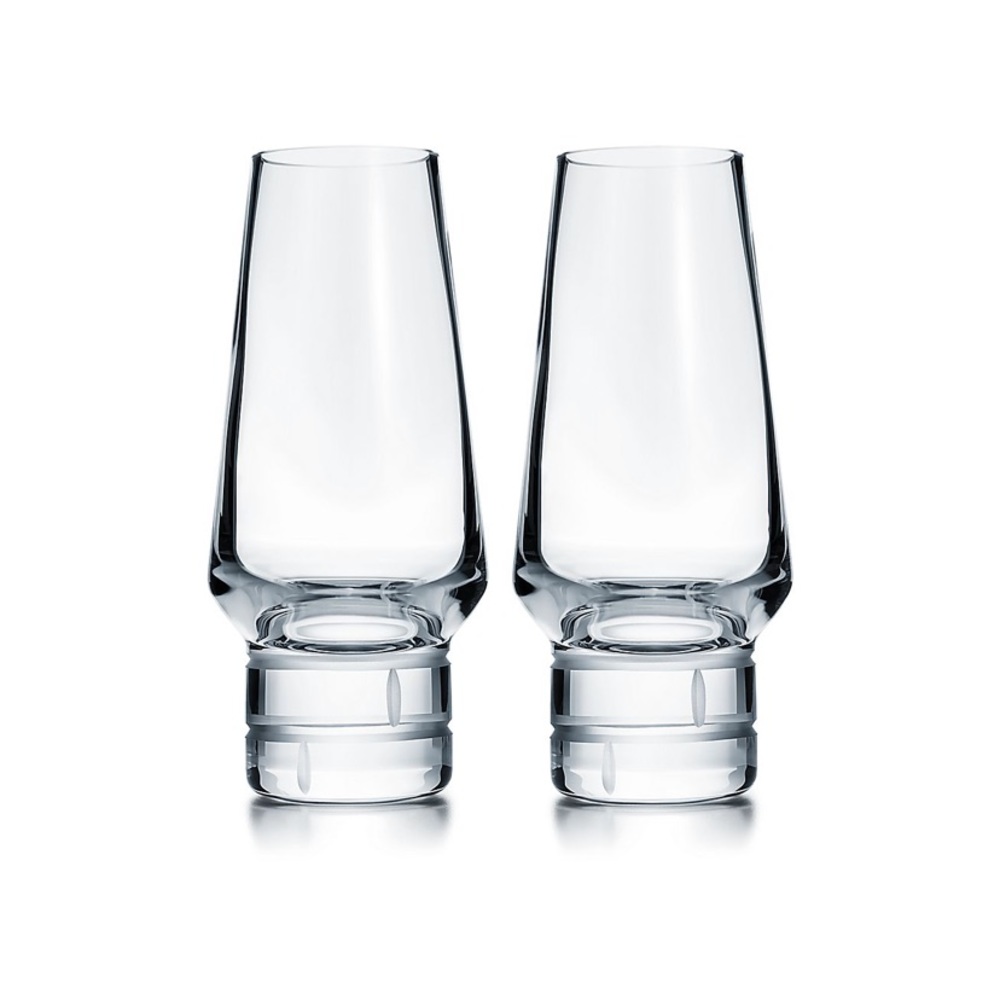 Tiffany modern bamboo crystal champagne flutes (4)